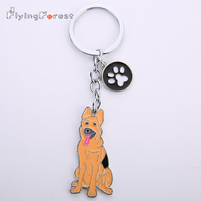 Fashion PET Key Chains Dogs Keychains German Shepherd Dog Key Metal Charms For Bags